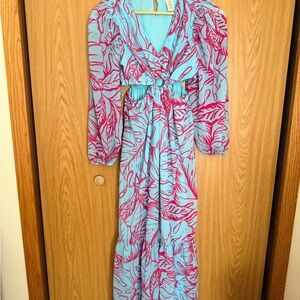 Jessica Simpson Turquoise and Fuchsia Patterned Dress